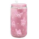 Copo de vidro SANDJEST Butterfly 473ml com tampa acrílica Straw