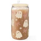 Copo de vidro SANDJEST Halloween 480 ml com tampa e canudo