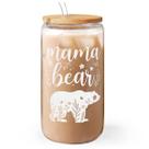 Copo de vidro SANDJEST Mama Bear 473 ml com tampa de bambu e palha Copo de vidro SANDJEST Mama Bear 473 ml com tampa de bambu e palha