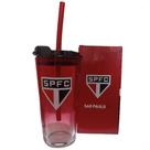 Copo de Vidro SÃO PAULO 750ml Mileno Com Tampa E Canudo Ref. YS2182