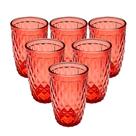Copo de vidro vermelho c/6 360ml covi057