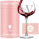 Copo de vinho Astonlink com monograma A-Z personalizado para mulheres