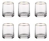 Copo De Whisky Vidro Jogo 6 Peças Borda Dourada 270ml