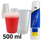 Copo Descartável Transparente Sucos e Bebidas 500ml 50 Un.