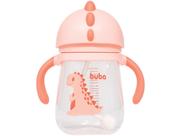 Copo Dino c/ Alça e Canudo Retrátil 240ml - Rosa - Buba