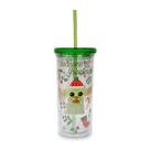 Copo frio de plástico Silver Buffalo Star Wars: The Mandalorian Grogu Christmas Icons com canudo reutilizável e tampa à prova de vazamentos