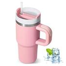 Copo Garrafa Térmica Com Alça E Canudo 450ml Aço Inox Parede Dupla