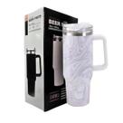 Copo Garrafa Térmico em Mármore Colorido com Canudo 1200 ML