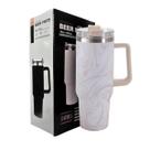 Copo Garrafa Térmico em Mármore Colorido com Canudo 1200 ML