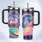 Copo HYMONA Dolphin 1183 ml com isolamento a vácuo com tema oceânico