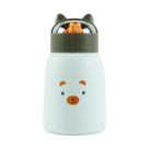 Copo Infantil 350ml Cartoon Interior de Vidro Parede Dupla Isolamento Térmico Branco