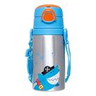 Copo Infantil Garrafinha de Aluminio Garrafa com Canudo Tubarão Pirata Buba 19617