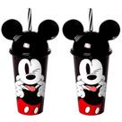 Copo Infantil Mickey Com Orelhas E Canudo Plasútil Kit C/2 Copo Infantil Mickey Com Orelhas E Canudo Plasútil Kit C/2