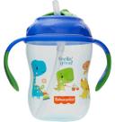 Copo Infantil Treinamento Com Alça e Canudo 270ml Azul Fisher Price