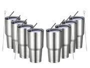 Copo isolado MEWAY 900 ml em aço inoxidável prateado, pacote com 8