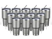 Copo isolado MEWAY 900mL em aço inoxidável, pacote com 12 unidades com acc