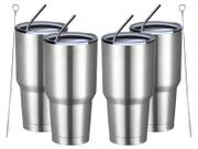 Copo isolado MEWAY 900mL em aço inoxidável, pacote com 4 unidades, prata