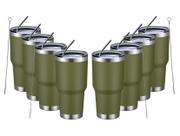 Copo isolado MEWAY 900mL em aço inoxidável, pacote com 8 unidades, verde militar