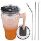 Copo Konokyo 1183ml com alça, 2 canudos, 2 tampas de aço inoxidável