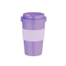 Copo Lilás Sustentável RPET 400ml Reutilizável Tampa com Vedação e Anel Antiderrapante de Silicone ao Redor