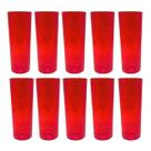 Copo Long Drink Cristal Vermelho 10 unidades