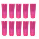 Copo Long Drink Rosa Translucido 10 Unidades
