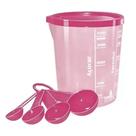 Copo medidor plástico 400 ml com colher rosa Copo medidor plástico 400 ml com colher rosa