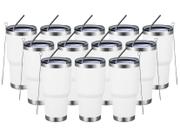 Copo MEWAY isolado de 900 ml em aço inoxidável branco, pacote com 12