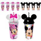 Copo Minnie e Mickey Mouse com Orelhas para Festa Infantil - Kit 10 Unidades