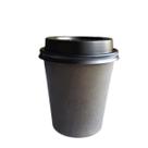 Copo Papel Preto Biodegradável com Tampa Preta 200 Ml 100 Unidades