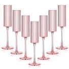 Copo para beber Lueumxc, flautas de plástico rosa com nervuras de 5,5 onças, 16 unidades