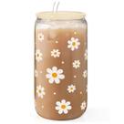Copo para beber SANDJEST Daisy 470ml Copo de vidro com tampa