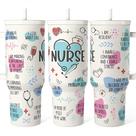 Copo para beber SANDJEST Nurse Tumbler 40 onças Handle Straw