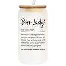 Copo para beber TEEBIM Boss Lady 473ml de vidro com tampa de bambu