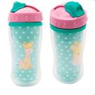Copo parede dupla girafinha com canudo animal fun buba