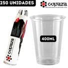 Copo Plástico Descartável Copaza PS Liso Translúcido Suco Chopp - Linha Dia a Dia - 400ml - 250 Unidades