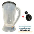 Copo Plástico Reforçado + Kit Arrastes para Liquidificador Mondial Eletronic L-60 L-66 L-70 L-74