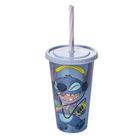 Copo Plástico Refri Stitch Disney Com Canudo 500ml