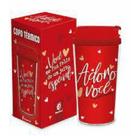 Copo Plástico Térmico Com Tampa Smart Adoro Você - 200ml - Brasfoot 10477
