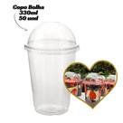 Copo Plastico Transparentes de Doce Com Furo na Tampa 330 Ml