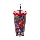 Copo Plasútil Homem Aranha com Tampa e Canudo 700ml - Embalagem com 12 Unidades