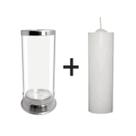 Copo Porta Velas 7 Dias Vidro Alumínio + 1 Vela 7 Dias Copo Porta Velas 7 Dias Vidro Alumínio + 1 Vela 7 Dias