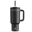 Copo POWCAN 1183 ml com alça, canudo, tampa de aço inoxidável