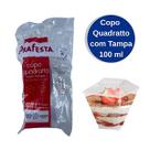 Copo quadrado com tampa 100ml c/ 10 un