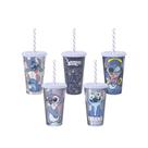 Copo Refri Com Canudo Decorado Stitch Sortido 500ML Copo Refri Com Canudo Decorado Stitch Sortido 500ML