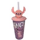 Copo refri com tampa canudo pin angel 500ml plastico agua suco