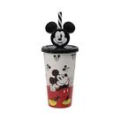 Copo Refri Mickey Infantil com Tampa Canudo 500ml Disney com Orelhas Lembrancinha