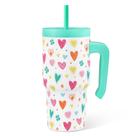 Copo SANDJEST Heart Design 600 ml com alça e tampa de palha Copo SANDJEST Heart Design 600 ml com alça e tampa de palha