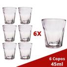 Copo Shot Dose 45mL Vidro Cachaça Tequila Vodka Bar 6 un