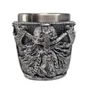 Copo Shot Viking Prateado Guerreiro Com Elmo 50ml Decorativo em Resina Colecionável Geek